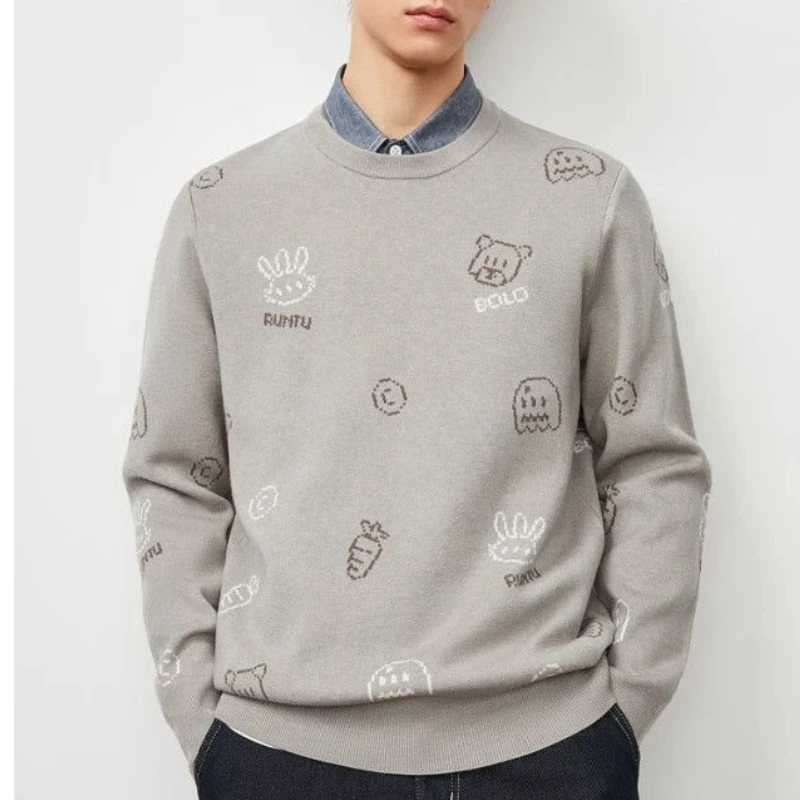 Shirt Collar Fake Two-piece Men's Autumn and Winter New Thickened Long-sleeved Casual Sweater Bottoming Sweater