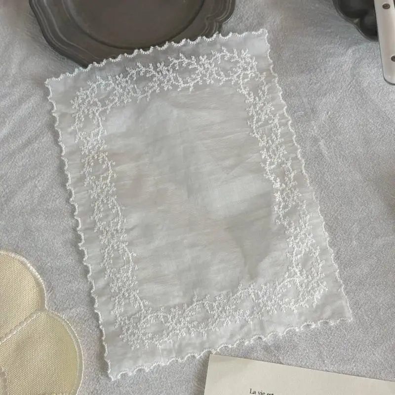【MA】New Flower Lace Placemats Soft Lightweight Table Cup Mat Square French Cloth Napkins Table Home Decoration