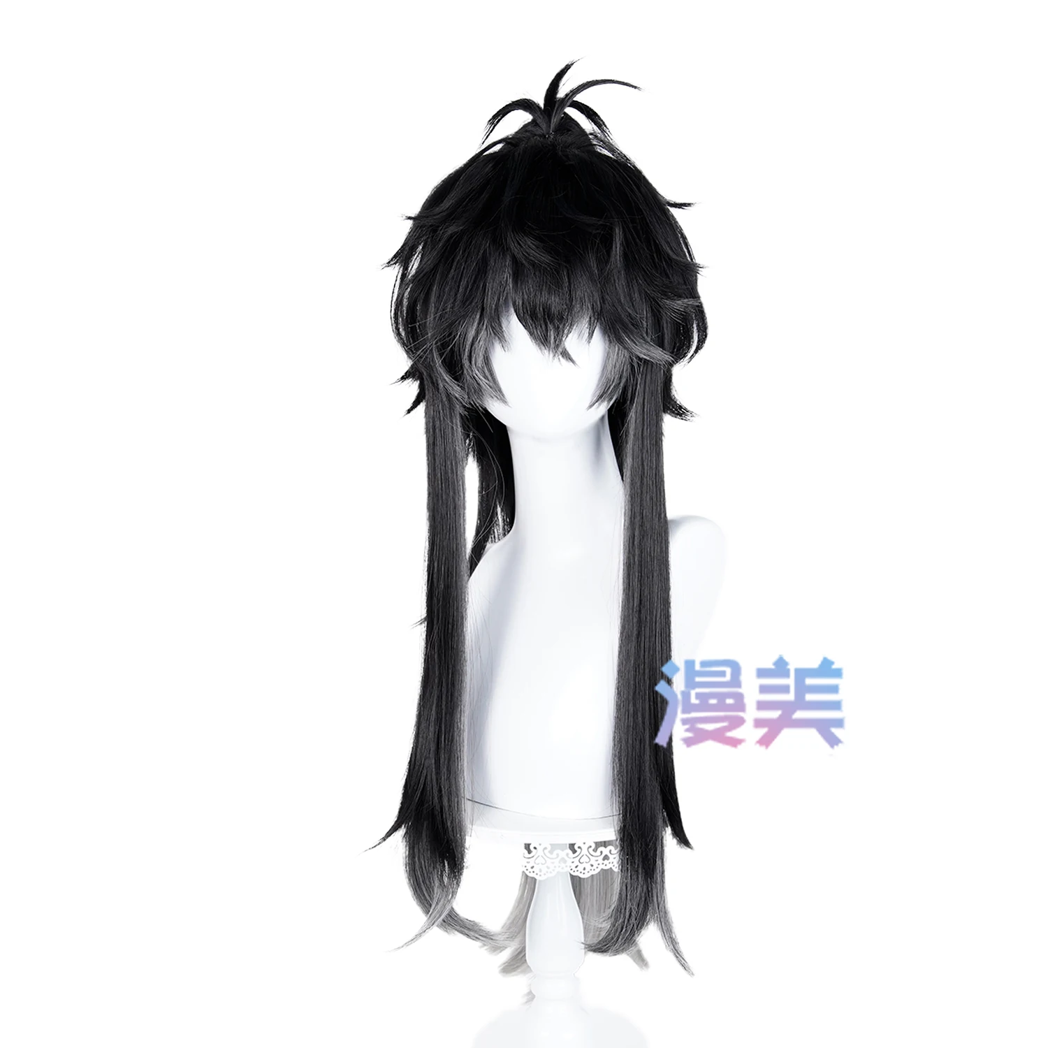 Game Wuthering Waves Qiuyuan Cosplay Pruik Qiuyuan Hoge Paardenstaart Haar Zwart en Grijs Gemengde Kleur Hallowmas Party Volwassen Vrouwen Mannen