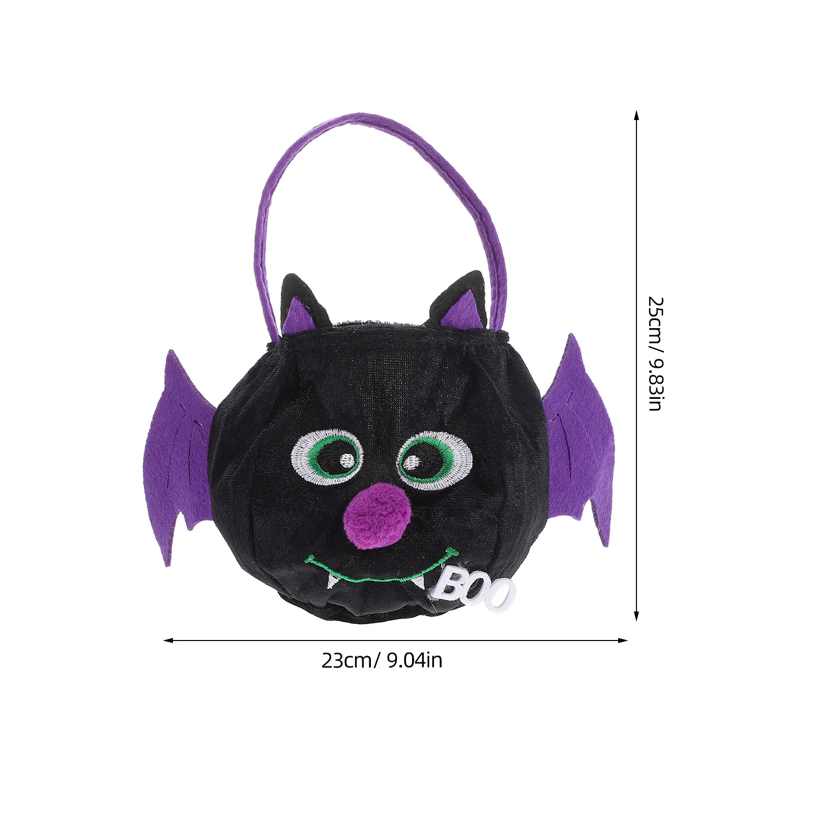 3Pcs Black Bat Halloween Candy Bag Large Capacity Cartoon Design Pouch for Kids Party Cosplay Event Handheld