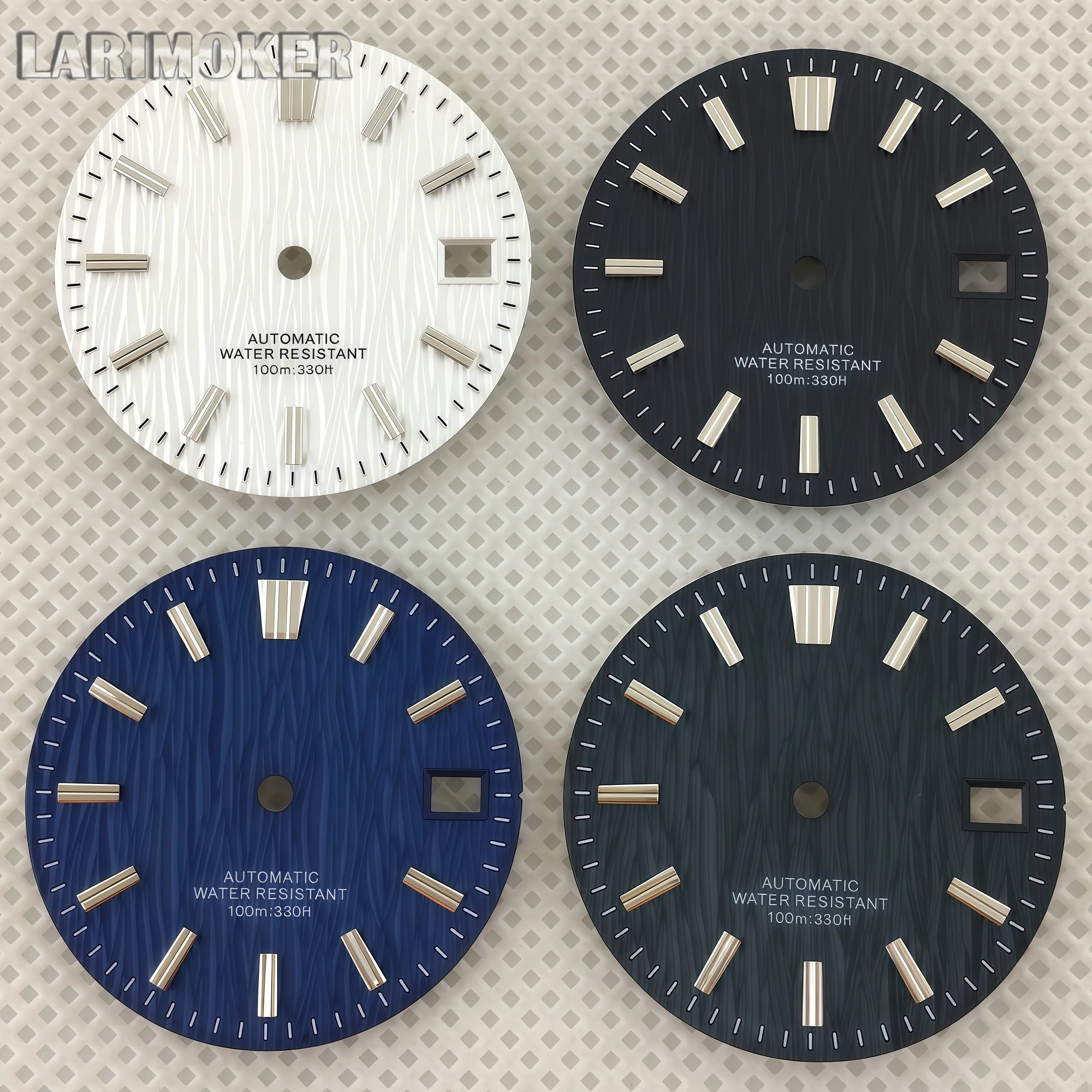29mm Textured Watch Dial For NH35A NH36 Movement Accessories, With White/Black/Dark Green/Blue Optional Luminous Dial.