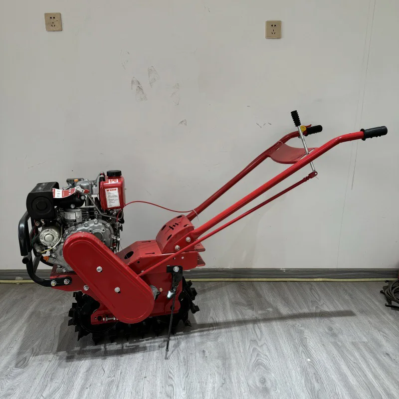 Tracked Diesel Mini Tiller Small Tracked Ditching and Ridging Machine Orchard Vegetable Garden, and Hillside Tillage Machine