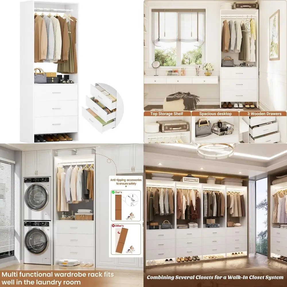 3-Drawer Wooden Clo…