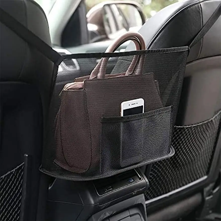 

Car Handbag Holder Between Seats Large Capacity Car Purse Holder Automotive Consoles for Document Phone Storage Car Organizer