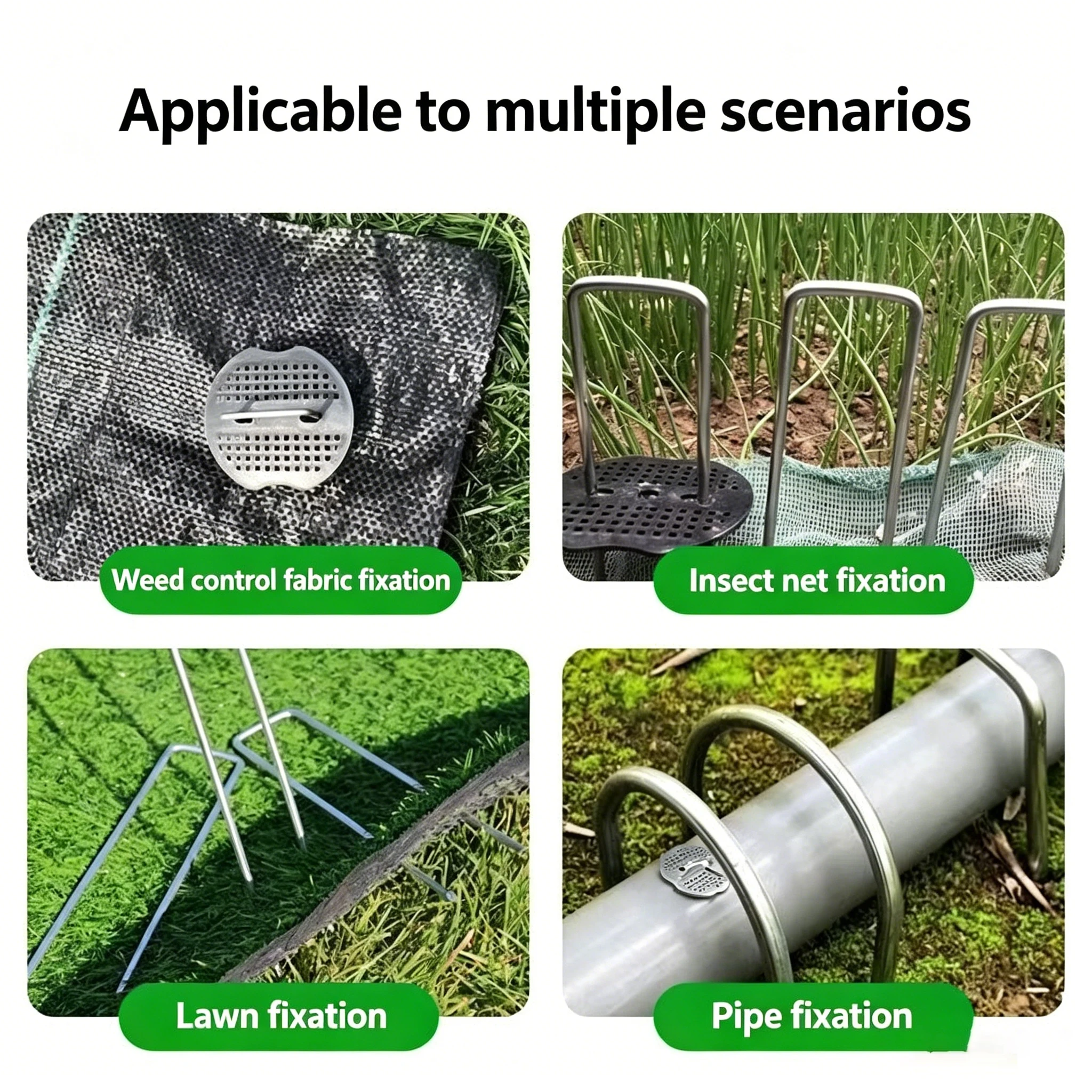 U-Shaped Galvanized Garden Stakes Landscape Staples For Weed Barrier Artificial Turf Fences and Irrigation Pipes Heavy-Duty