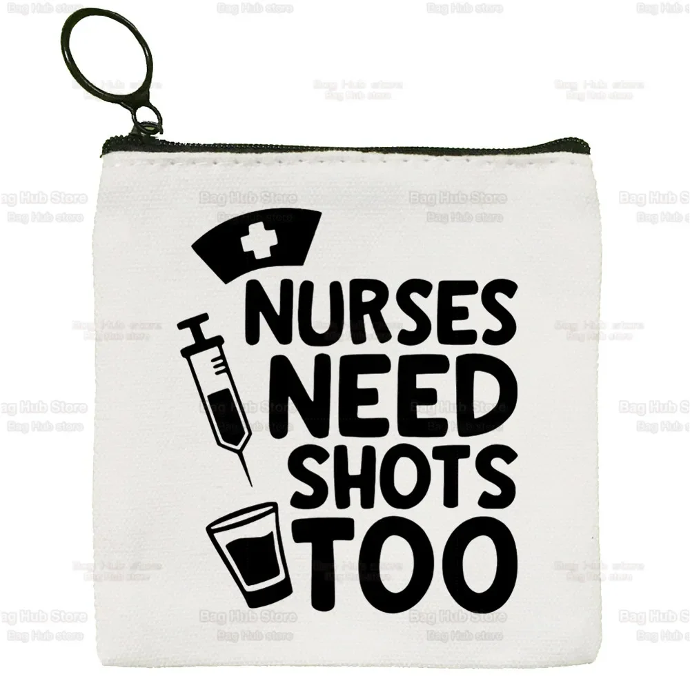 Nurse Canvas Bag Zipper Coin Key Bag Pocket Women Men Coin Purse Small Wallet