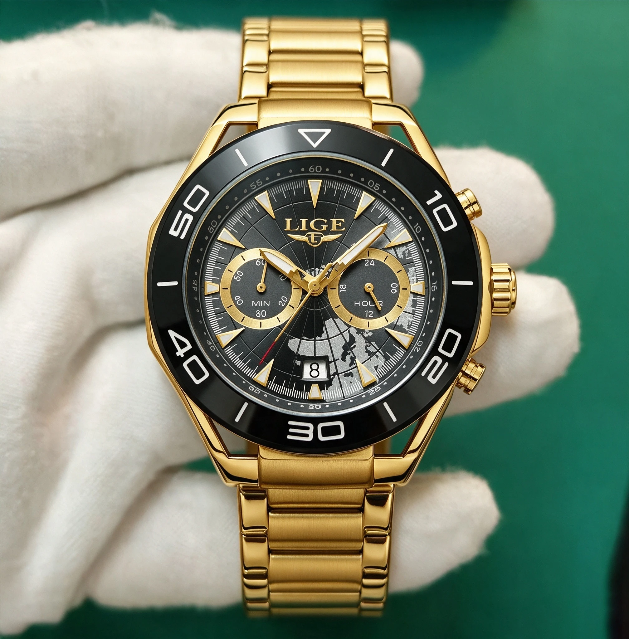 Luxury Watch Moon Phase - LIGE Luxus-Herrenuhr, Leuchtend, Wasserdicht, mit Wochen-