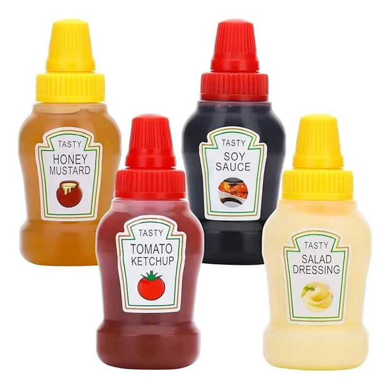 Mini botellas exprimibles de condimentos, 25ml de miel, Ketchup, salsa de soja, dispensadores de aderezo para ensaladas, fiambrera, contenedores exprimibles, frascos