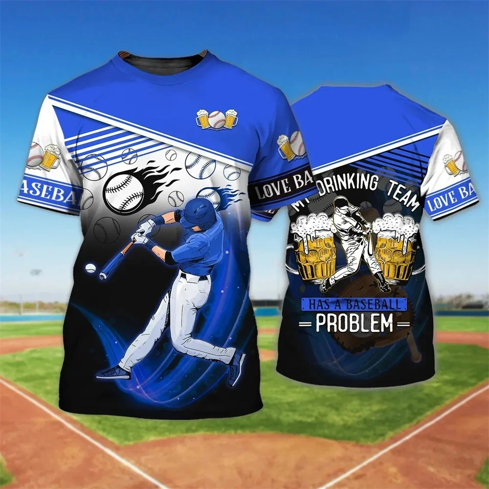 

Men's T-shirt Funny 3D Baseball Printed For Male Outdoor Sports Tops Hip Hop Harajuku Oversized Tees Customizable Men Clothing