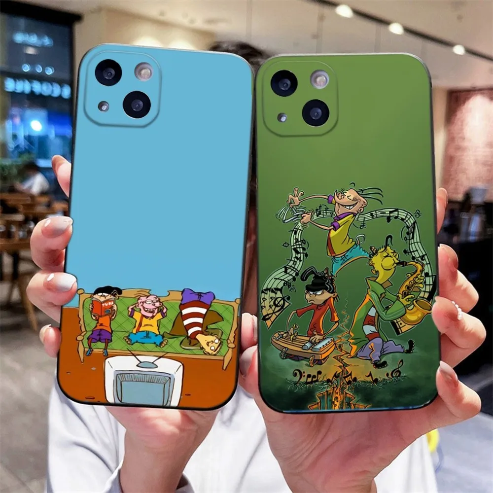 Cartoon Ed Edd N E-Eddy Phone Case For iPhone 14,13,12 Mini 11 Pro XR,X,XS,MAX 6S,7,8 Plus Silicone Cover Soft black