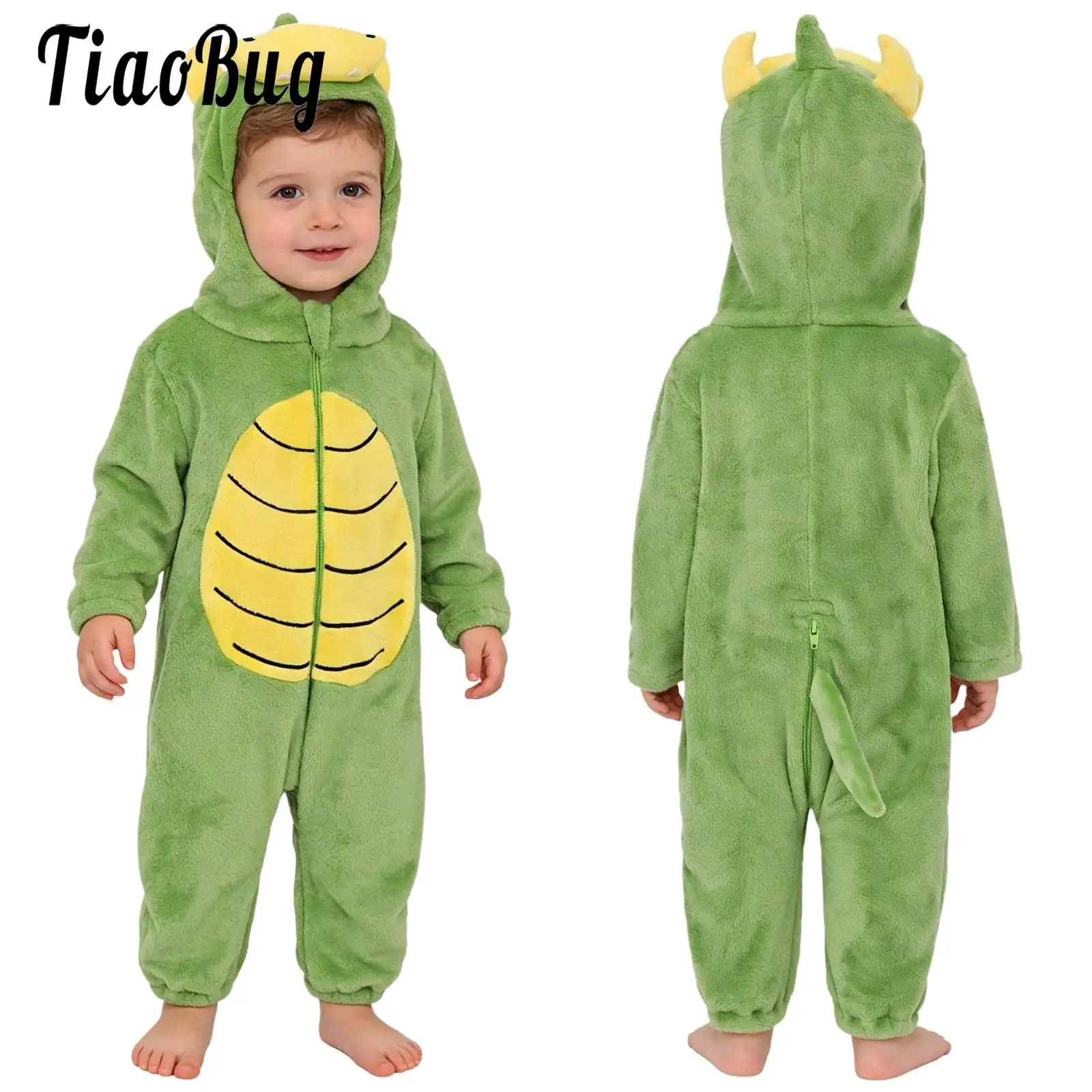 

Toddler Baby Cute Cartoon Animal Jumpsuit Sleepwear Long Sleeve Zip-Up Hooded Rompers for Sleeping Parties Cosplay Costumes