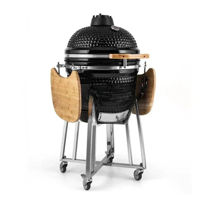 Rauchfreier runder Keramikgrill für amerikanische Outdoor-Pizza und Holzkohle – ideal für BBQ