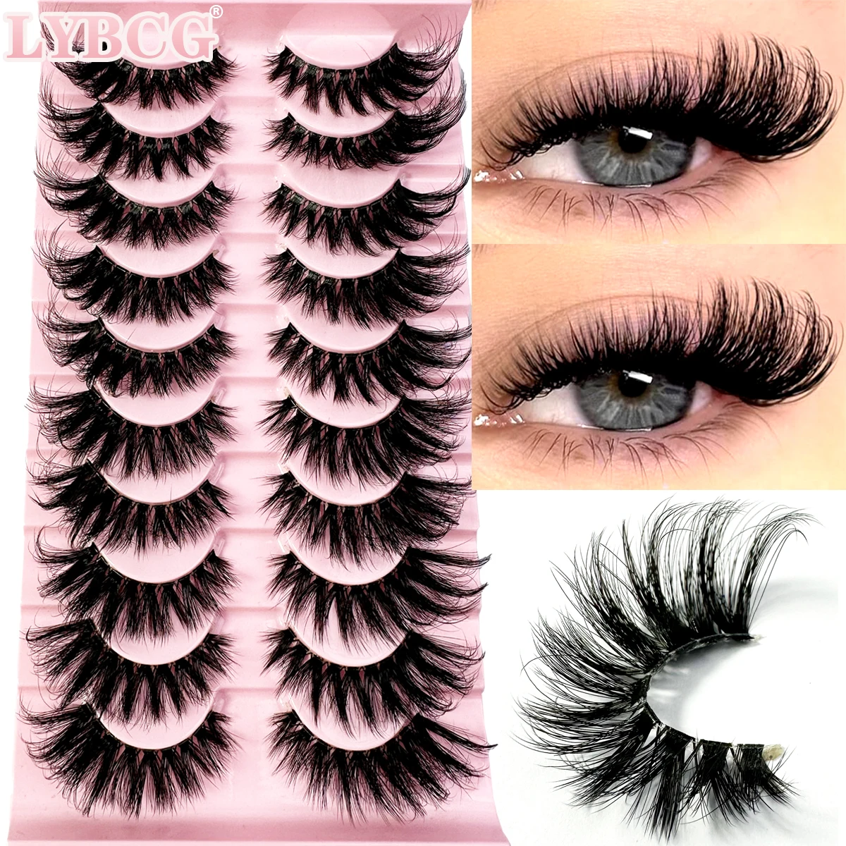 Nuove ciglia finte soffici 5D 1/10 paia ciglia naturali per occhi di gatto stelo trasparente ciglia finte visone ciglia spesse morbide e ricce