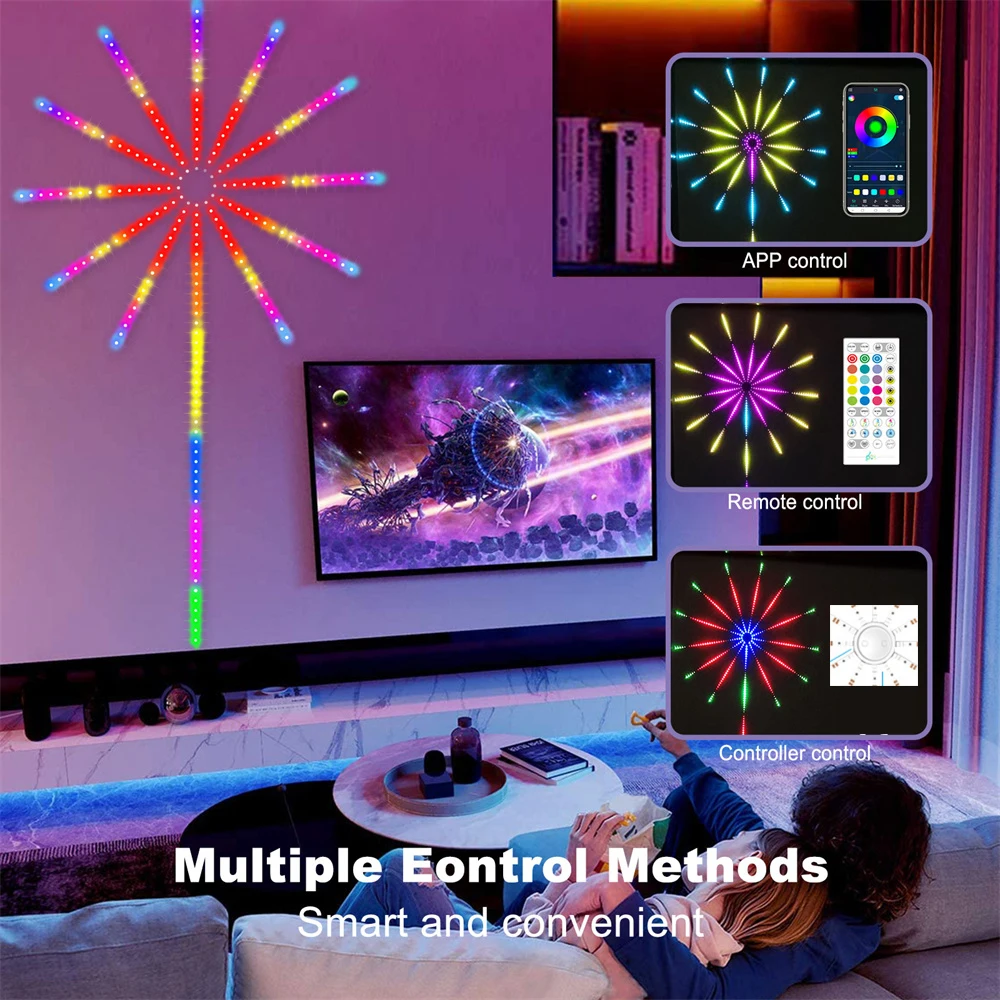 Smart Firework LED Strip Light Music Sync Lights with Remote Neon lights atmosphere Strip light For Christmas Bedroom Party