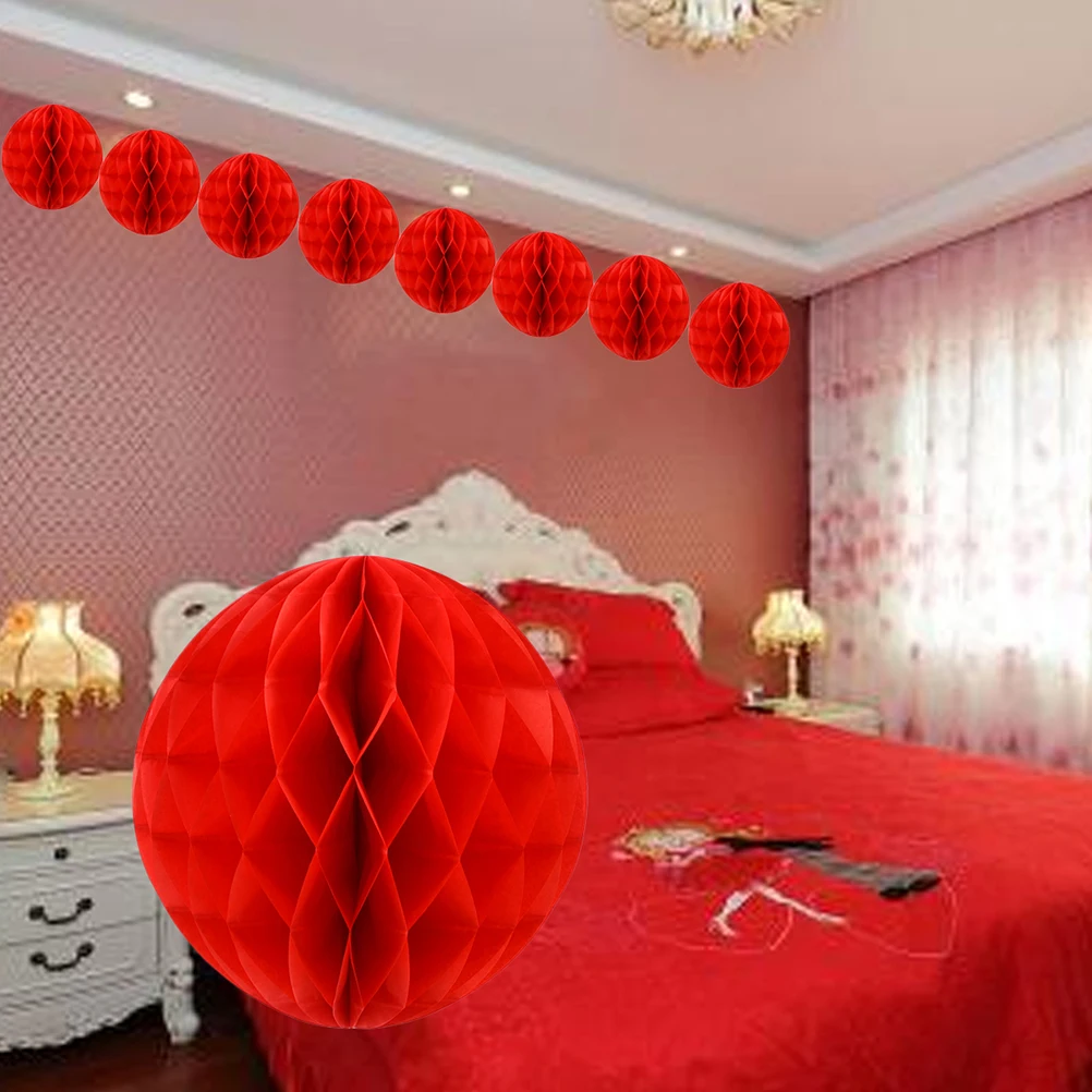 

3pcs 8 Inch Wedding Honeycomb Ball Paper Lantern Decorative For Party Room Decoration Festival Red Blue Yellow