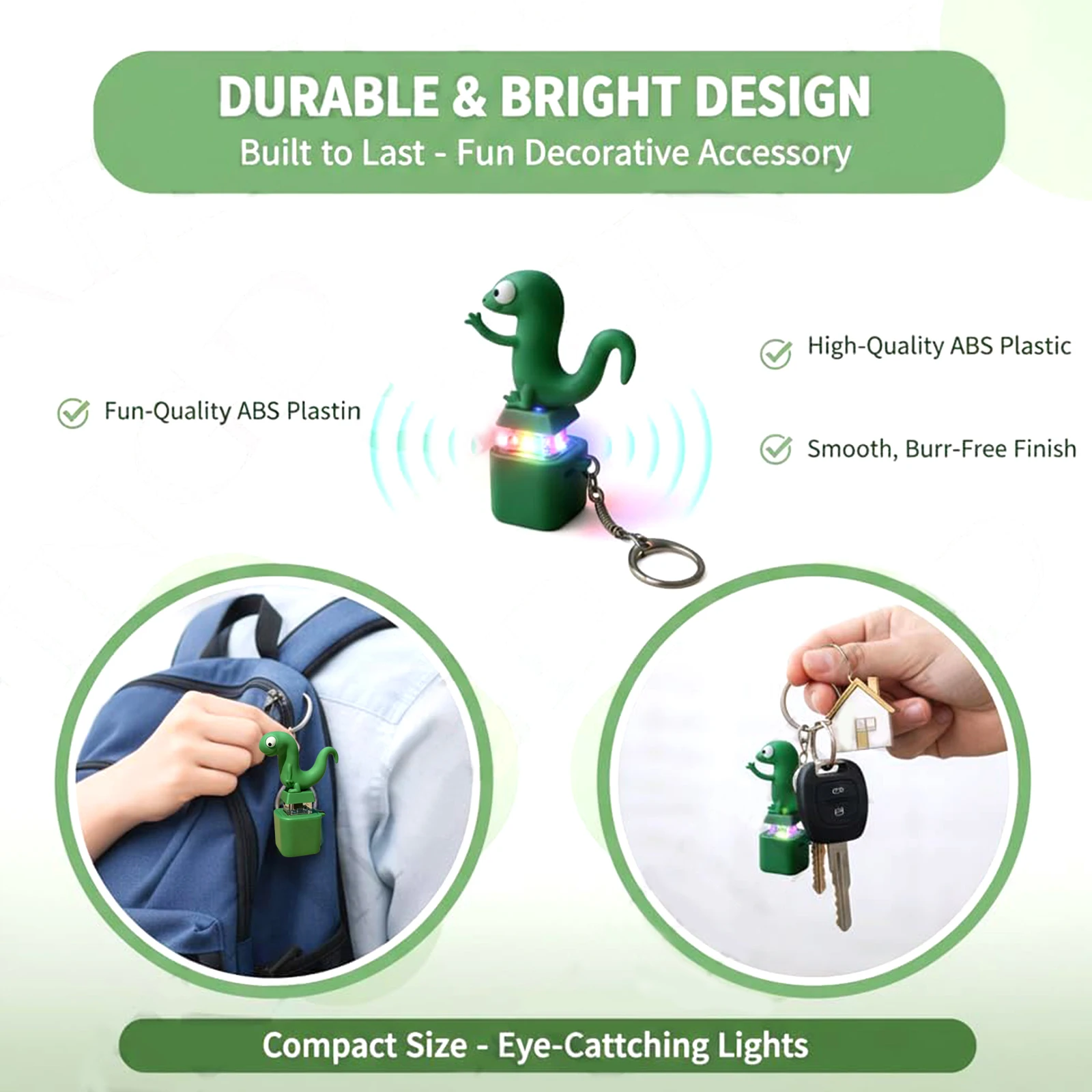 Funny Stress Relief Keychain with Colorful Lights Rechargeable Lizards Keychain Fun Lizards Sound Button Toy for Adults and Kids
