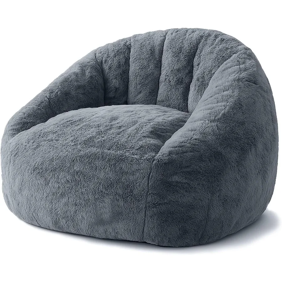 Bean Bag Chair Shehaped Bean Bag Couch for Adults Giant Bean Sofa with HighRebound Memory Foam Chair with Faux Fur Removable Co