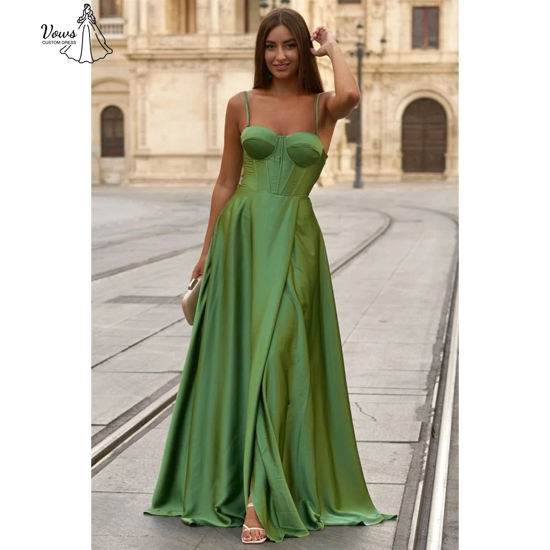 

Vows Tailor-made Dresses 2025 Woman Spaghetti Straps Elegant Guest Wedding Evening Dresses for Special Occasions Line A Green