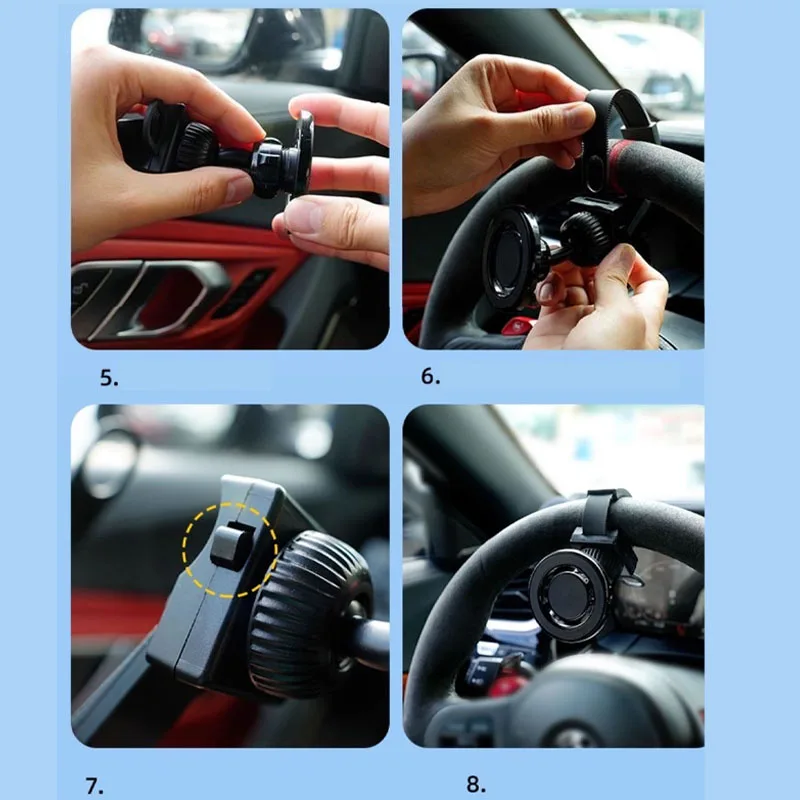 Lenkrad-Magnetischer Handyhalter für iPhone Auto-Halterung Ständer 360° ° Drehbare, klebefreie GPS-Navigationshalterung – Detail 2