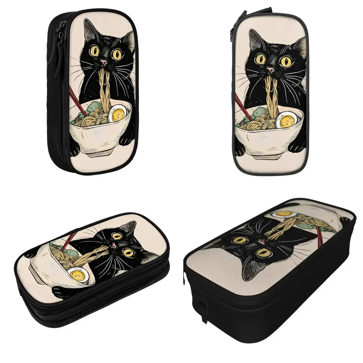 

Cute Noodle Ramen Black Cat Pencil Cases Pencilcases Pen Box for Student Big Capacity Bag Students School Gift Stationery
