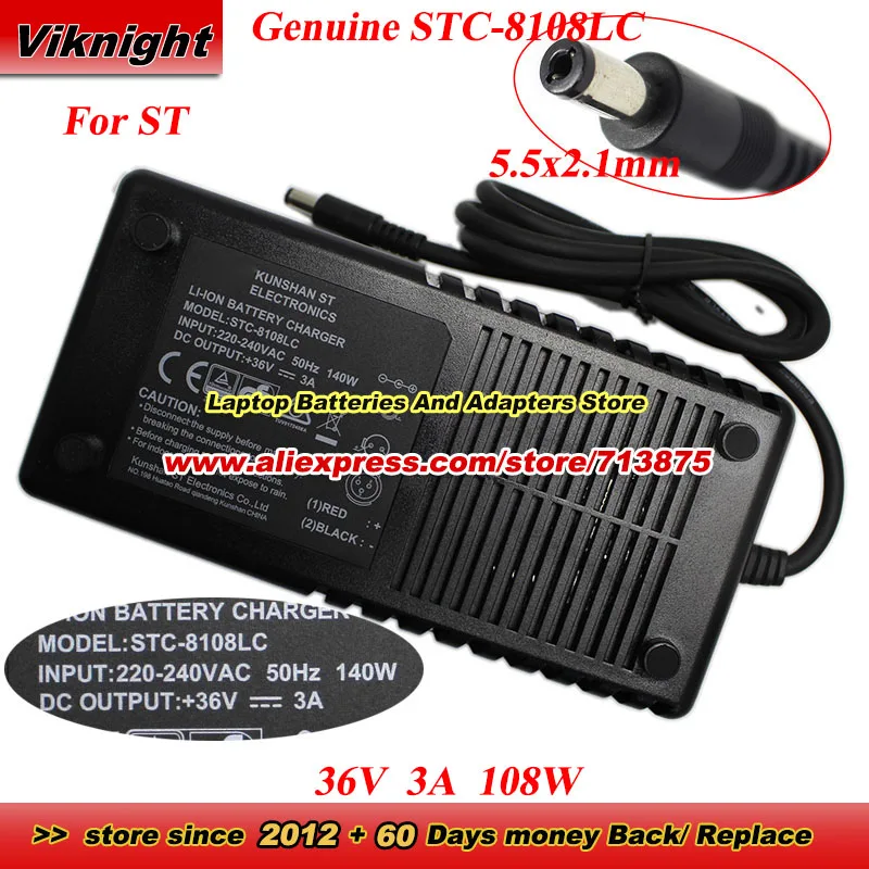 

Оригинальное зарядное устройство ST, 36 В, 3 А, 140 Вт, STC-8108LC, адаптер переменного тока STC8108LC, вход 220–240 В для Velectrix Cruiser с наконечником 5,5x2,1 мм