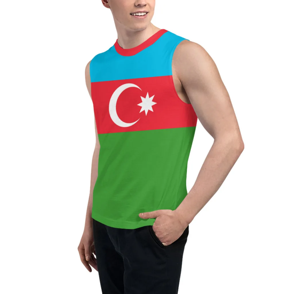 Sleeveless T-shirt Azerbaijan Flag 3D Men's Boys Tshirt Gyms Tank Tops Fitness Joggers Basketball Training Vest