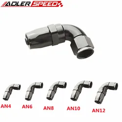90 Degree AN4 AN6 AN8 AN10 AN12 AN16 Aluminum One Piece Swivel Fuel Hose End Fitting Adapter Black