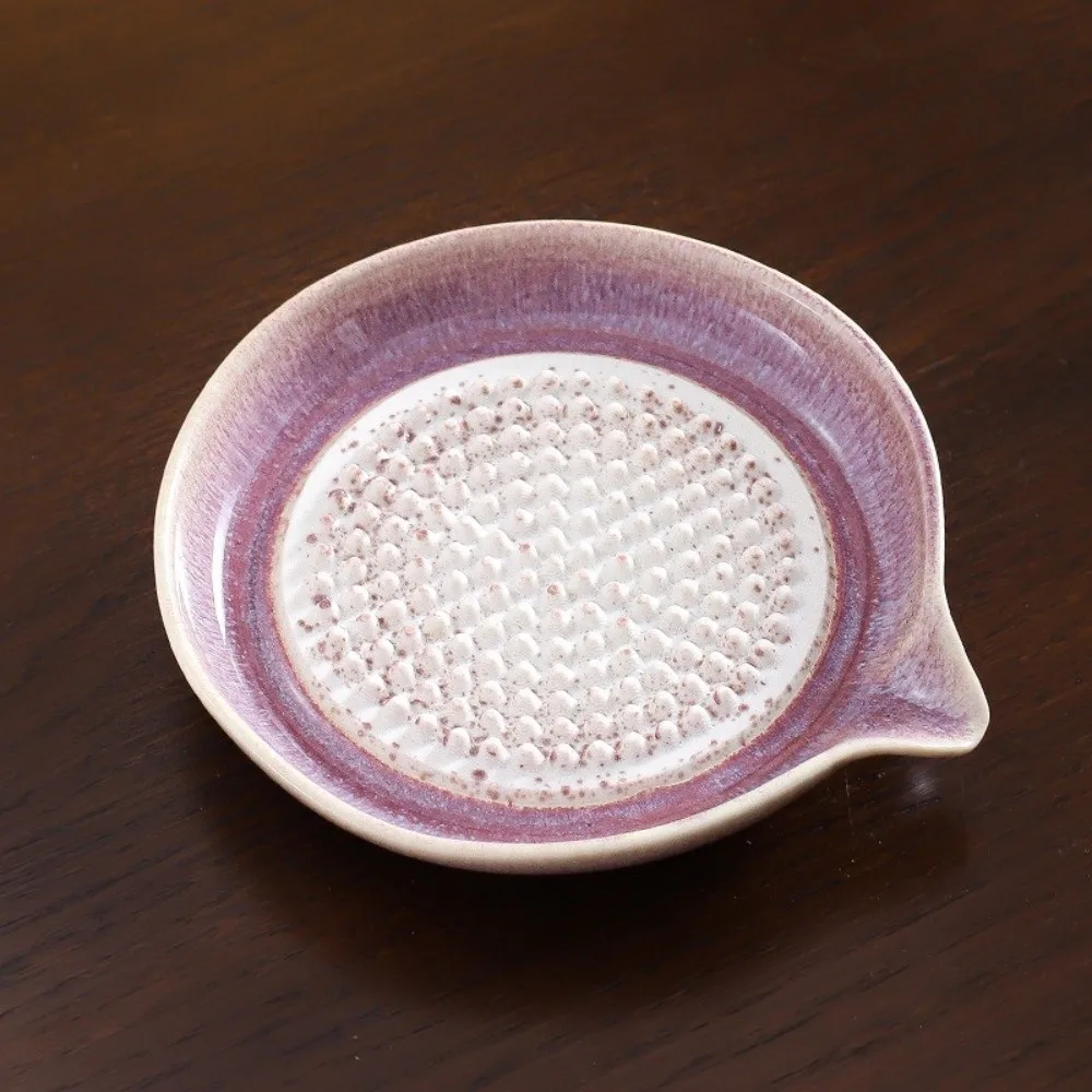 Manual Ceramic Garlic Grater Handheld 2-in-1 Garlic Sauce Bowl Gradient Glaze Non-Slip Base Fruit Vegetable Puree Grinder