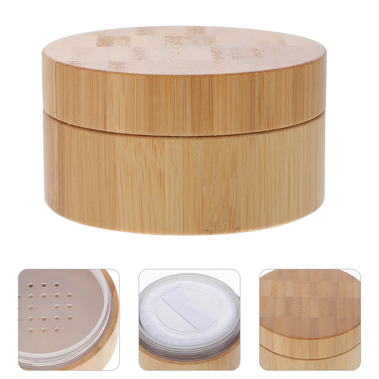 30ml Empty Powder Case Wooden Powder Case Make-up Sponge Holder with Lids and Powder Puff makeup powder jar