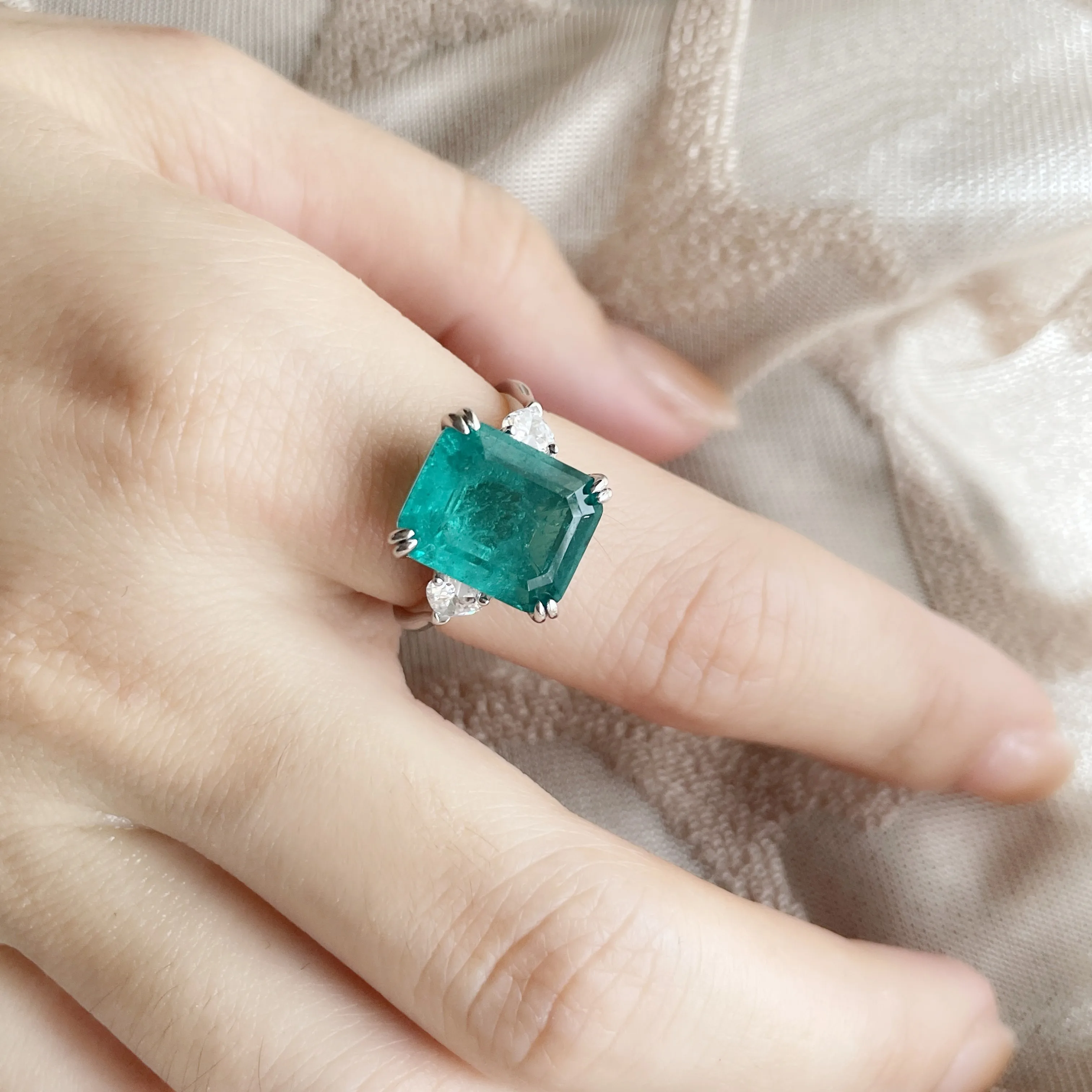 Vintage Luxury 10*12mm Emerald Rings For Women 100% Real 925 Sterling Silver Party Wedding Jewlery Engagement Lady Gift