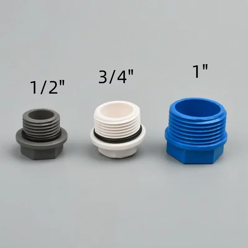 3-50PCS 1/2,3/4, 1Inch PVC Male Thread End Plug thread End Caps Garden Irrigation Fish Tank Aquarium Adapter PVC Pipe Fittings