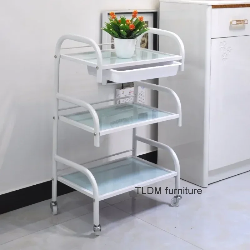 

Serving Barbershop Minimalist Salon Trolley Cosmetic Bedside Snack Salon Trolley Lash Carrito Auxiliar Beauty Furniture HDTC