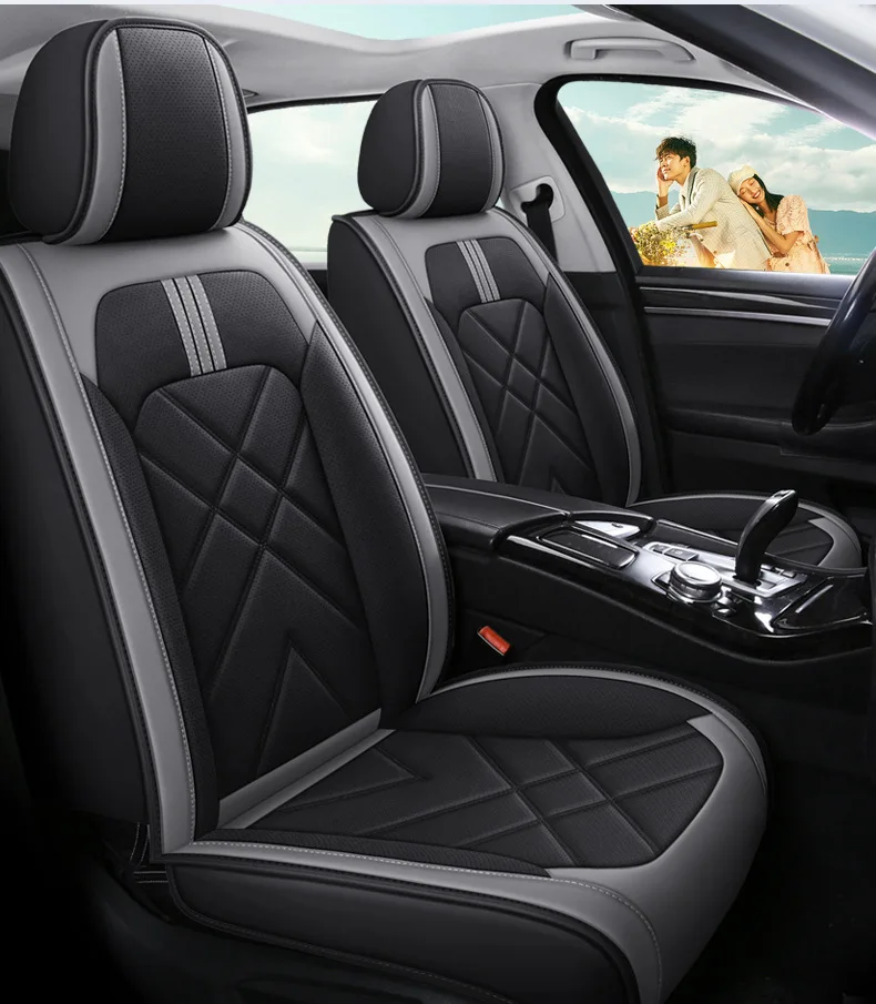 Universal Auto Split Seat Full Seat Cover Breathable Perforated Leather Car SUV Seat Cushion Full Seats Cover Protection JJ229