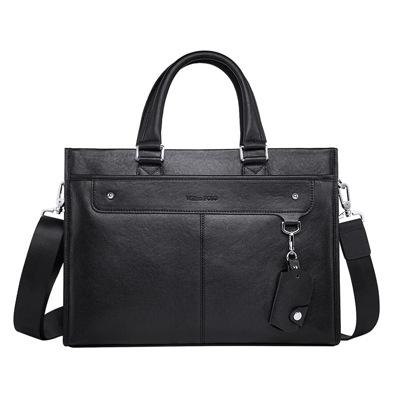 Top Layer Cowhide Genuine Leather Briefcase for Man Luxury Vintage Handbag Messenger Laptop Shoulder Business Portable Bag