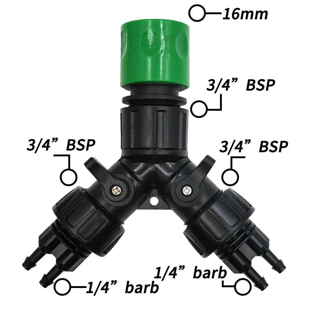 Drip Irrigation Tap Adapter 4-Way Splitter for Garden 1/4\'\' Hose Automatic Watering System Kit Bonsai Pot Plant Greenhouse