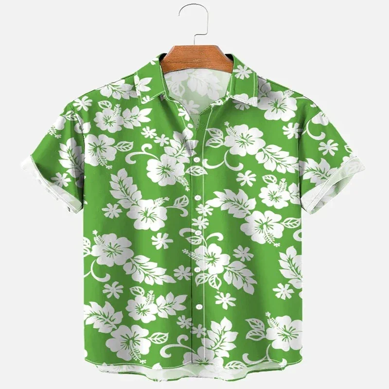 Flower Leaf Element shirt met korte mouwen 3D all-over bedrukt Hawaiiaans shirt voor heren en dames Casual shirt Unisex