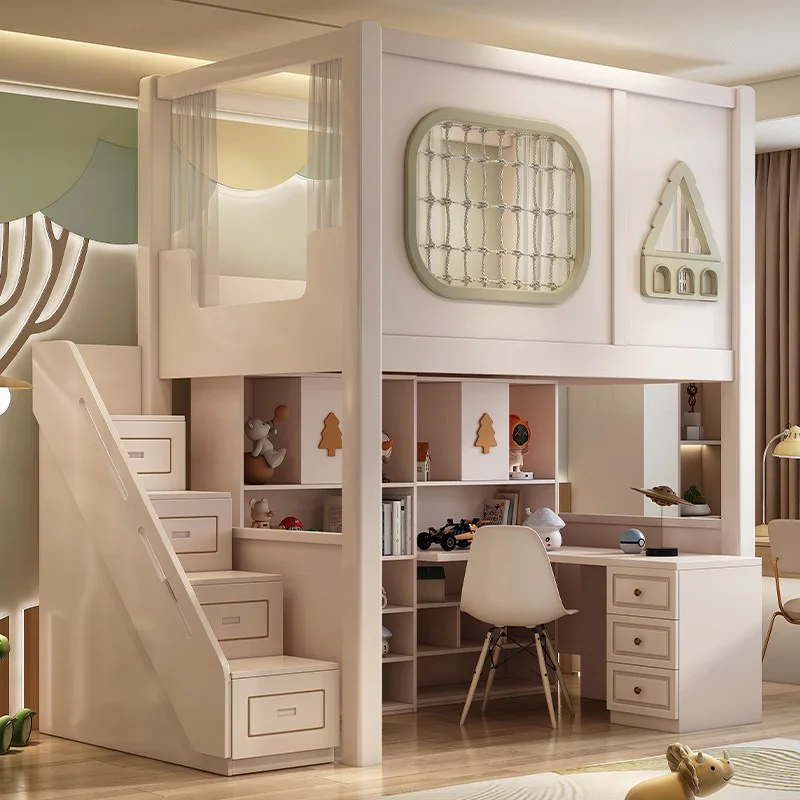 Children go to bed, desk, high and low bed, with desk, wardrobe, integrated bed, combined staggered bunk