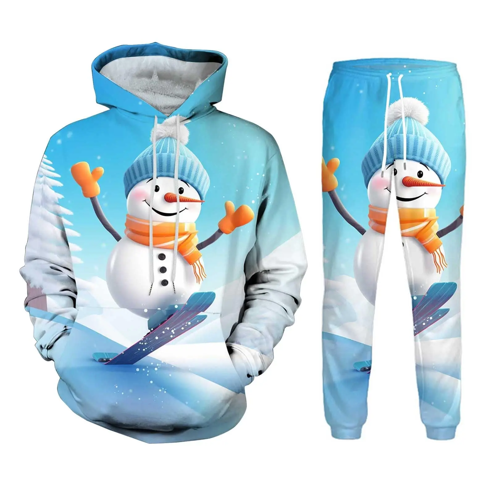 

Год Рождество Мужская толстовка с капюшоном в стиле аниме Брючный костюм Санта-Клауса с 3D принтом Вечеринка Уличная одежда Женские спортивные штаны Рождественские комплекты из 2 предметов