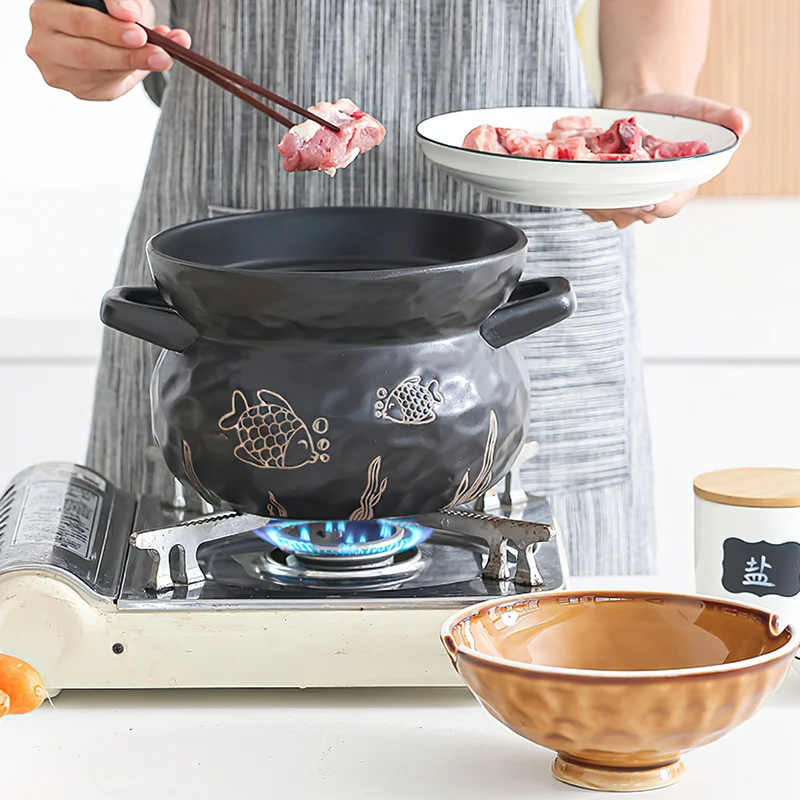 Japanese Pot Ceramic Pot Cooking Pan Big Saucepan Korean Cookware Clay Pot for Cooking Casserole Kitchen Utensils Stone Pan