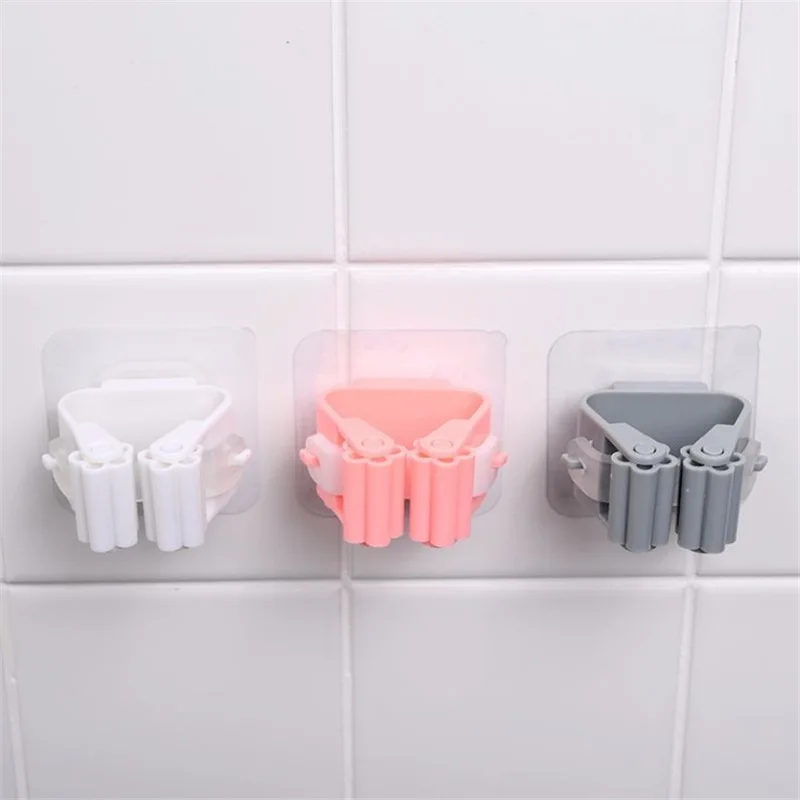 Mop Clip portaoggetti a parete porta scopa Organizer appendiabiti portaoggetti senza soluzione di continuità Mop Clip Hook appendiabiti per uso domestico