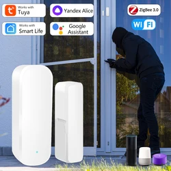 Tuya WiFi Zigbee Door Sensor Contact Sensor Open Closed Detector Home Alarm Security Protection Works with Alexa Google Home