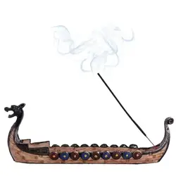 Creative Chinese Traditional Dragon Boat Statue Incense Holder Resin Decoration Ornament Home Office Desk Gift Party Decor