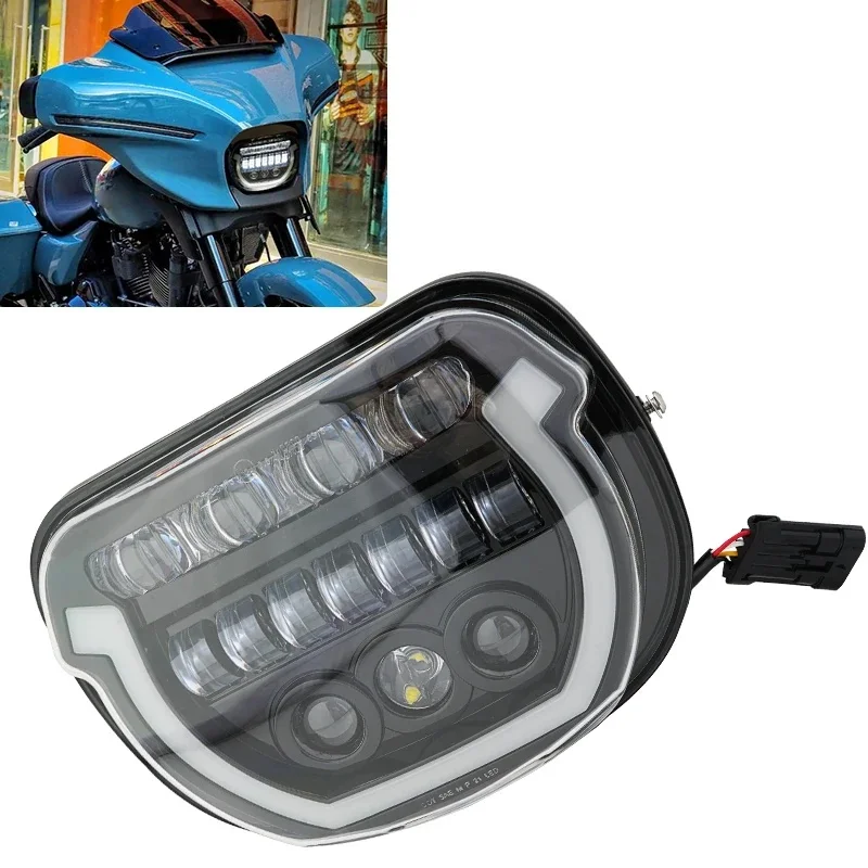LED Headlight For Harley CVO Road Glide Motorcycle Front High Low Beam Turn Signal Light White Running Lights