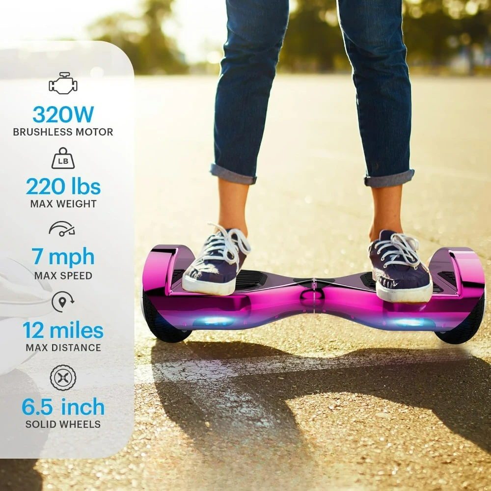 Ultra Electric Hoverboard, 7MPH Top Speed,12 Mile Range,500W Motor, Long Lasting Li-Ion Battery, Rider Modes: Beginner to Expert