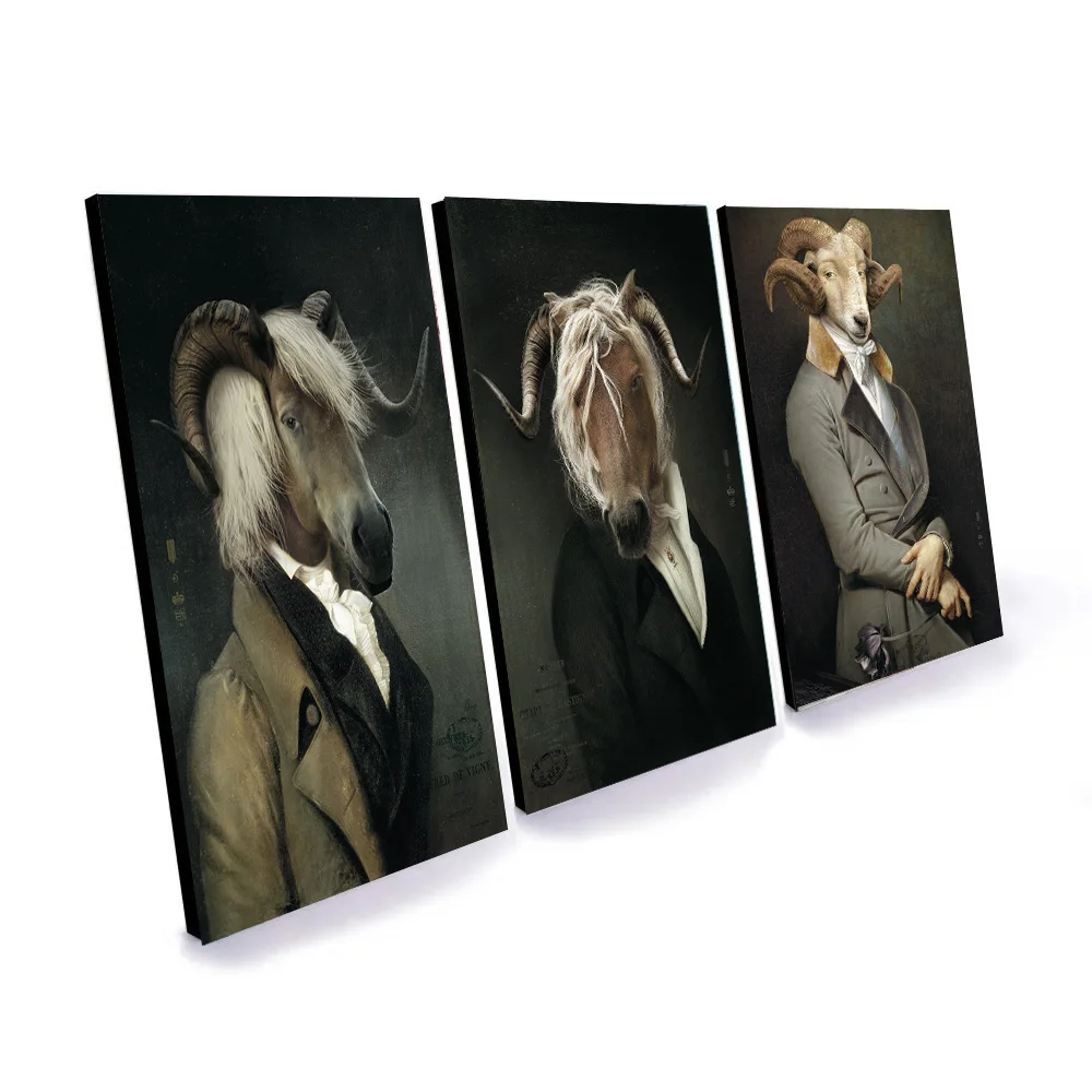 

Retro Goat Canvas Art Posters And Prints Earl of the Animals Classical Paintings On The Wall Art Picture Home Decoration Cuadro