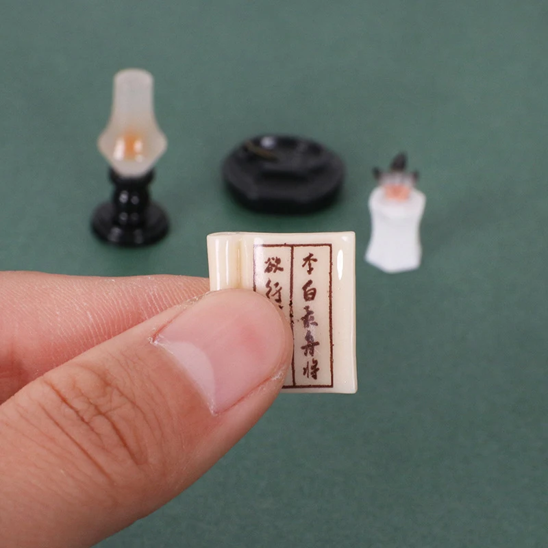 4PCS 1:12 Scale Dollhouse Miniature Pen And Ink Paper Inkstone Model Doll House Accessories Furniture Toy Mini Candelabra