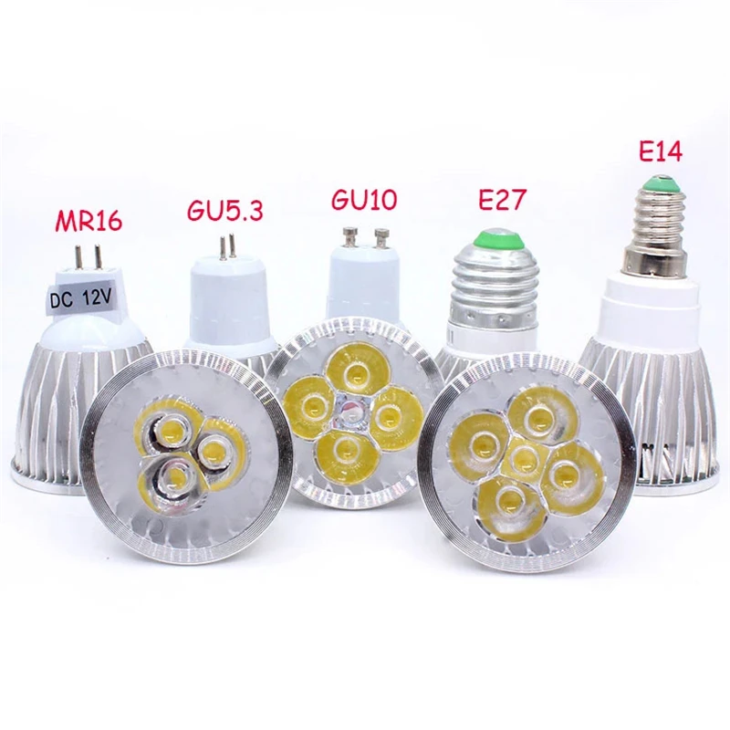 

5pcs/lot Lampada led bulb E27 GU10 MR16 12V LED Spotlight Dimmable 9w 12w 15w Spot Light Bulb high power lamp DC 12V or 85-265V