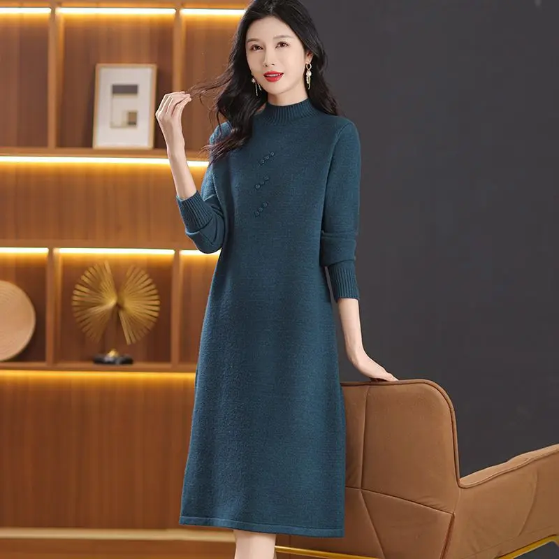 

Pull Winter Clothes Woman Warm Woolen Long Dress Turtleneck Spring Autumn Pullover Women’s Sweater Basic Wear Jumper Female