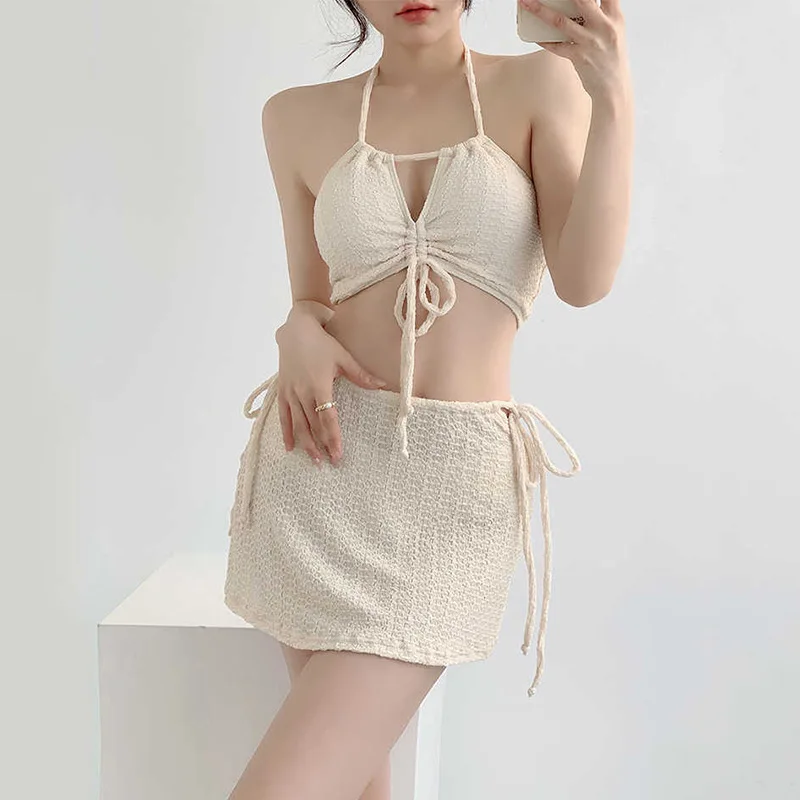 Hot Spring Women's Swimsuit Version Floral V-neck Bikini Hot Spring Split Triangle Conservative Ins Xiaoxiangfeng Swimsuit