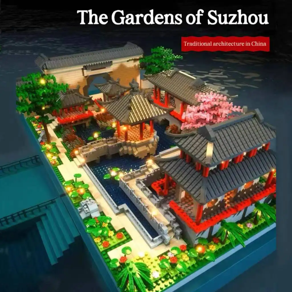 3028PCS/608PCS Suzhou Garden, Chinese Architecture, Miniature Building Blocks, Classical Famous Buildings, Collected Model Set